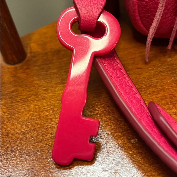 NWOT Fossil Sydney Fringe Leather Crossbody Pomegranate - Picture 2 of 10